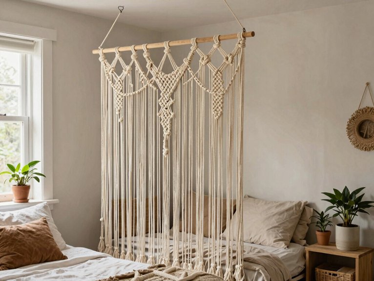 10 Cheap DIY Room Divider Ideas for Bedrooms 6 cotton macram hanging screen