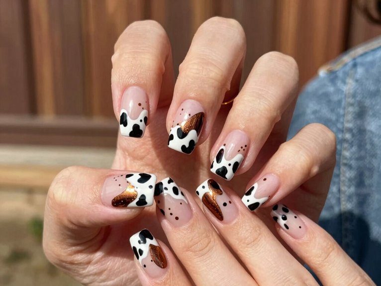 Country Concert Nails That Feel Bold and Fun 12 cow print wavy statement nails