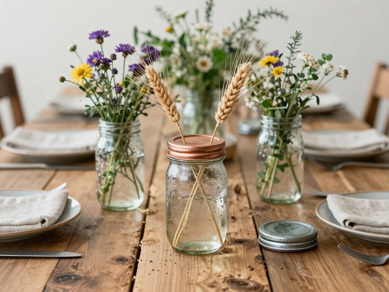 Mason Jar Centerpieces That Look Rustic and Elegant 10 cozy mason jars on wood