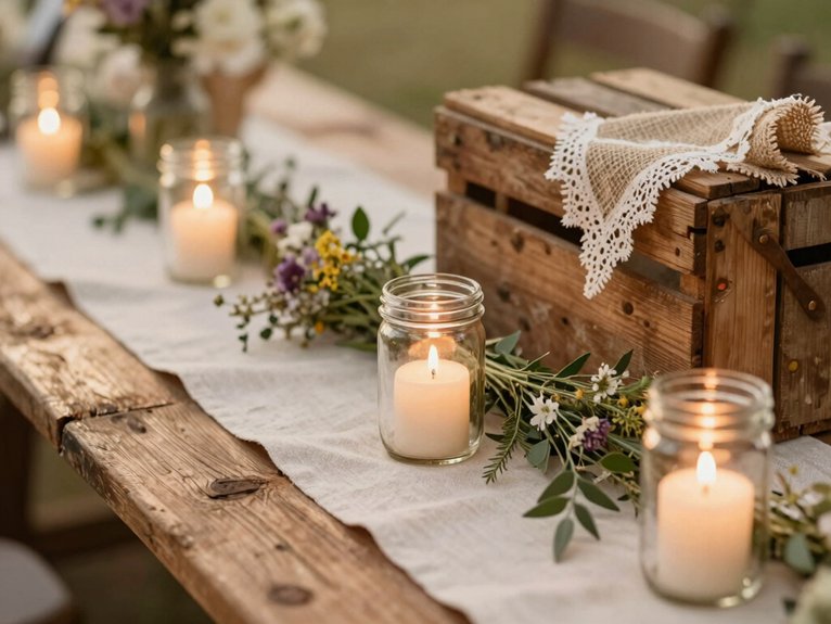 Rustic Wedding Decor Ideas That Feel Warm and Romantic 22 cozy rustic candlelit details