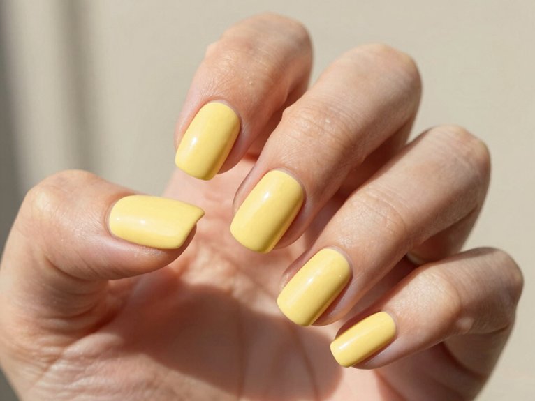 Solid Color Spring Nails That Look Clean and Chic 6 creamy butter yellow spring nails