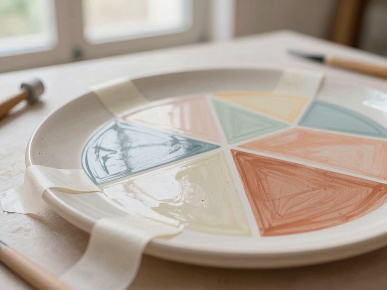 Ceramic Painting Ideas That Are Easy and Aesthetic 7 crisp geometric tape lines
