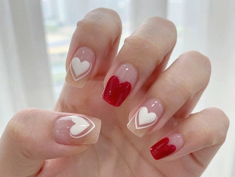 Heart Nail Designs That Look Cute and Trendy 22 crisp negative space heart nails