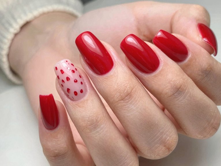 Red Spring Nails That Feel Bright and Seasonal 27 cute strawberry accent nail twist