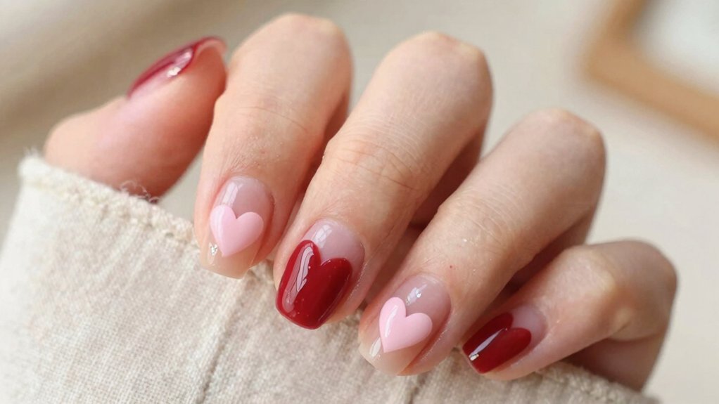 cute trendy heart nail art