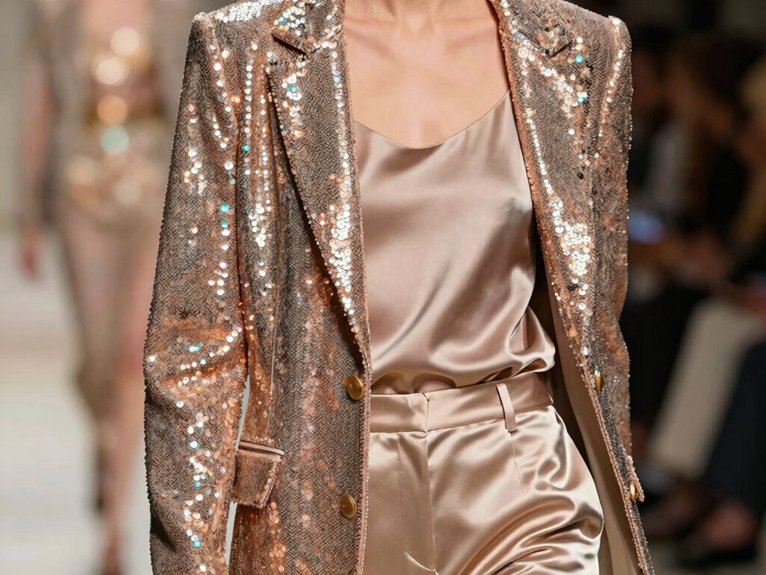 Sequin Outfit Ideas That Shine Without Feeling Overdone 12 daytime sequin tailoring pairings