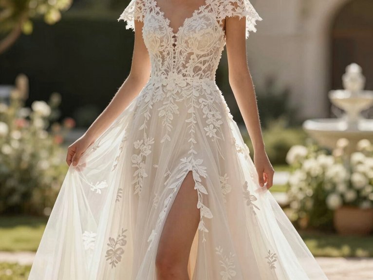 Summer Wedding Dresses That Feel Light and Romantic 5 detachable lace breezy slits