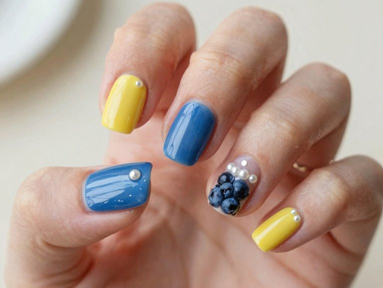 Yellow Blueberry Nails That Feel Playful and Unique 23 dreamy berry nails with pearls