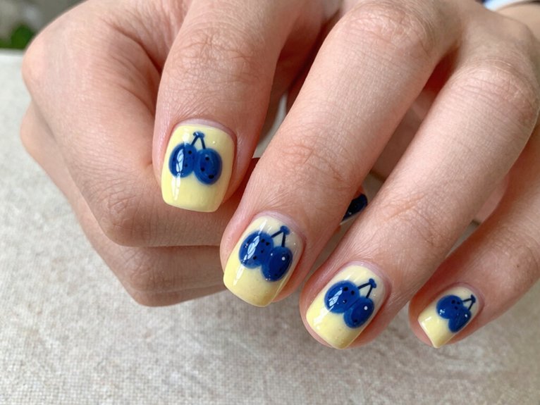 Yellow Blueberry Nails That Feel Playful and Unique 21 easy blueberry nail stickers