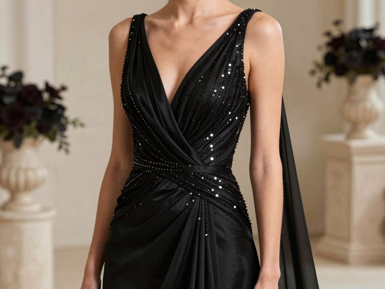 Black Tie Wedding Guest Dresses That Feel Sophisticated 6 embellished jewel tone black tie glam