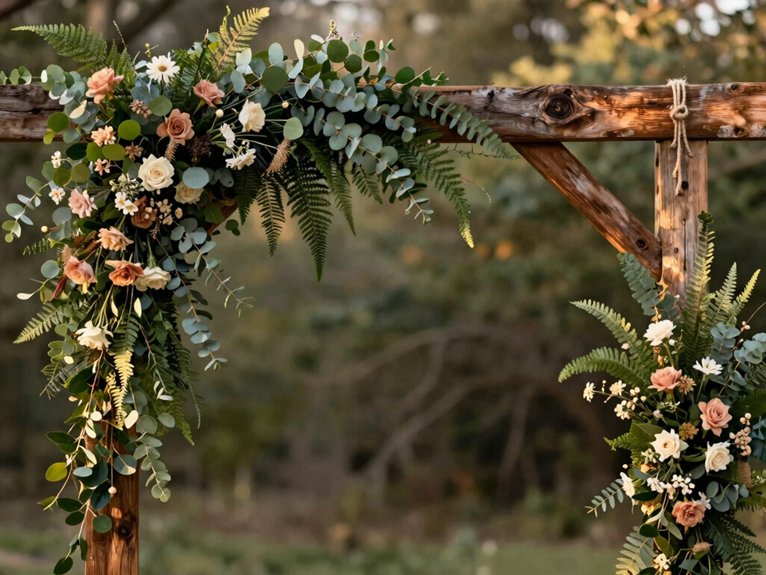 Rustic Wedding Decor Ideas That Feel Warm and Romantic 5 eucalyptus pampas ceremony arch