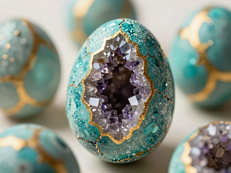 Egg Painting Ideas That Are Creative and Fun 11 faceted gem geode easter egg