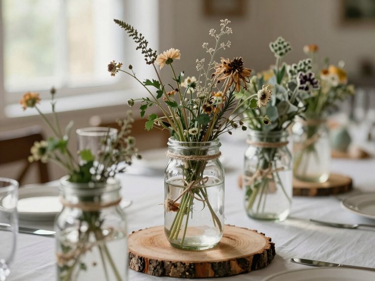Mason Jar Centerpieces That Look Rustic and Elegant 16 farmhouse mason jar table centerpieces
