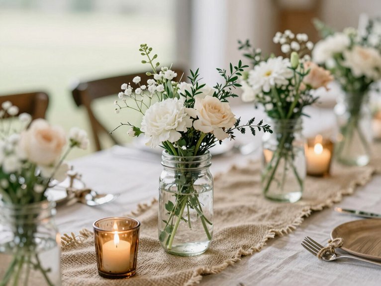 Mason Jar Centerpieces That Look Rustic and Elegant 11 farmhouse mason jar wedding centerpieces