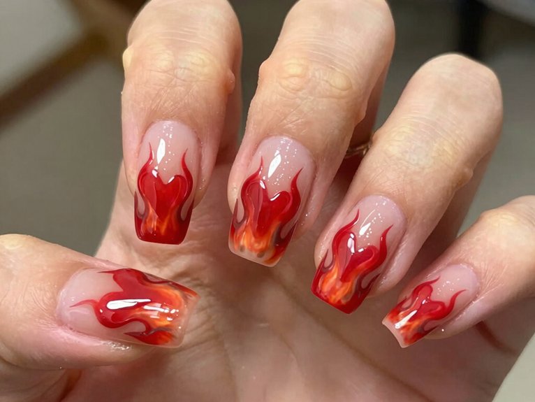 Heart Nail Designs That Look Cute and Trendy 21 flame heart nail designs