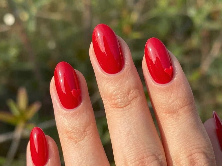 Spring Nails in Red That Look Bold Yet Seasonal 13 flirty year round heart nails