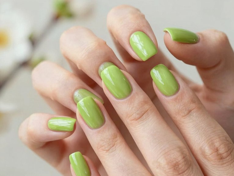 fresh glossy lime french tips
