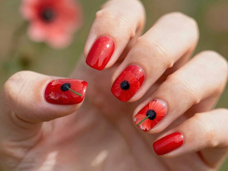 Spring Nails in Red That Look Bold Yet Seasonal 16 fresh spring red poppy nails