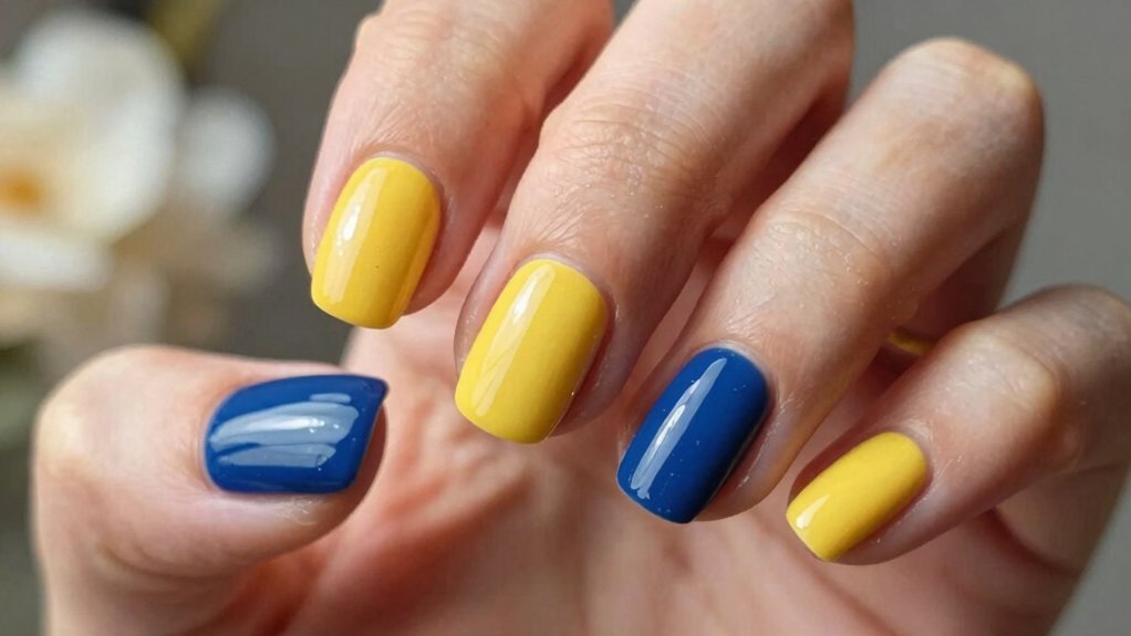 fun unexpected yellow blueberry nails