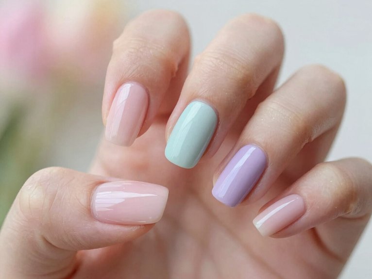 Solid Color Spring Nails That Look Clean and Chic 22 gentle airy spring aura nails