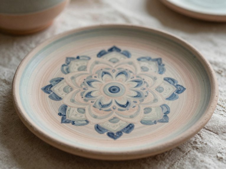 Hand Painted Pottery Ideas That Feel Personal and Artistic 13 gentle dot mandala centered