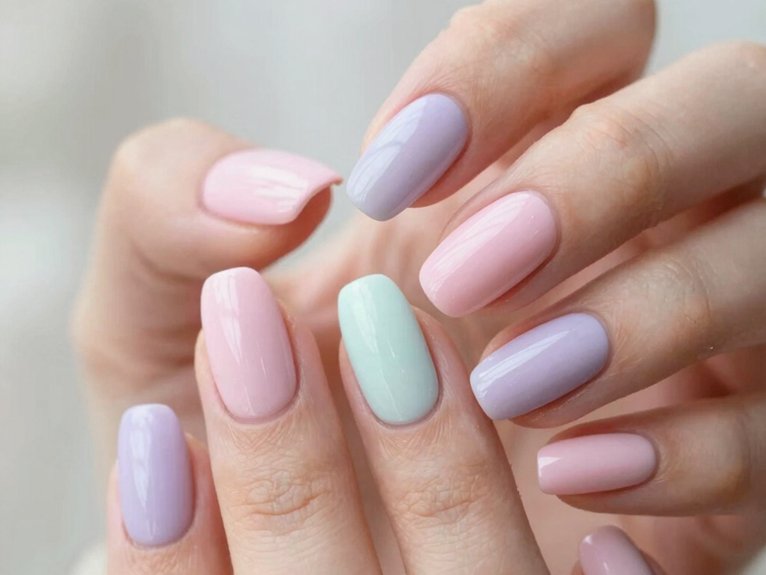 glazed chrome milky almond nails