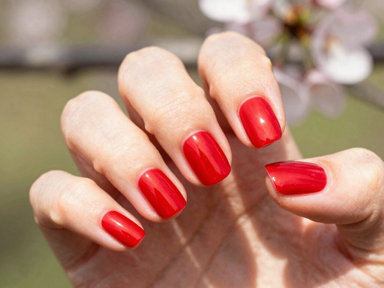 Spring Nails in Red That Look Bold Yet Seasonal 1 glossy cherry poolside glam