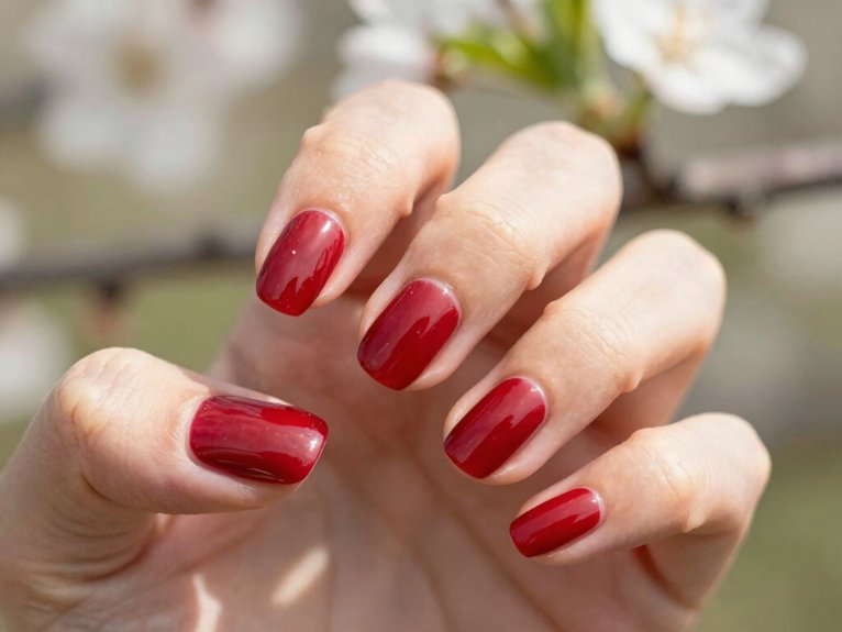 Fresh Ways to Style Red Nails for Spring 5 glossy cherry red nail shine