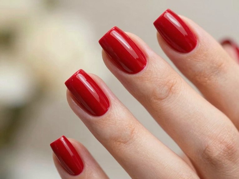 Spring Nails in Red That Look Bold Yet Seasonal 28 glossy glazed cherry red nails
