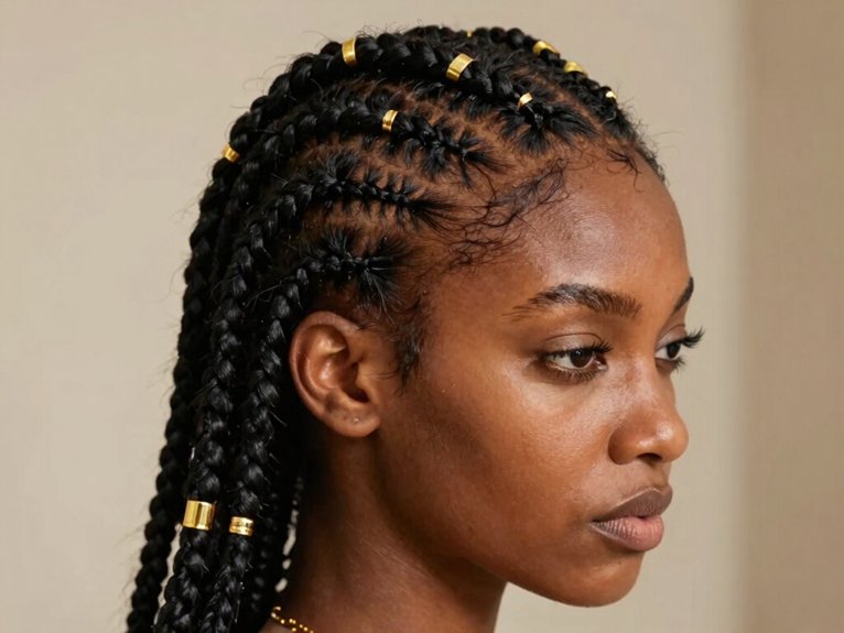 Fulani Braid Inspo That Looks Stylish and Timeless 4 gold cuffed fulani braids