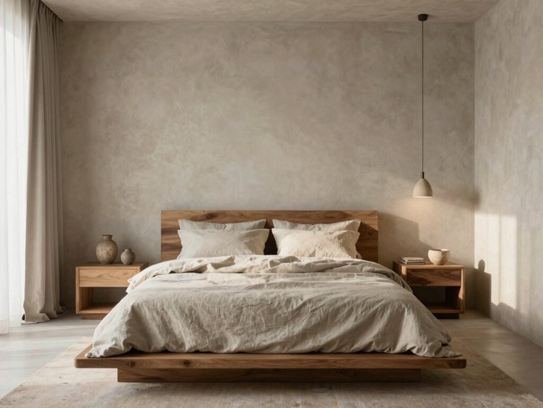13 Modern Wabi-Sabi Bedroom Ideas for a Calm and Natural Space 2 grounded minimalist low platform