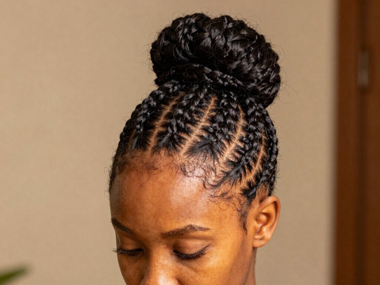 Fulani Braid Inspo That Looks Modern and Timeless 4 half up fulani braid bun