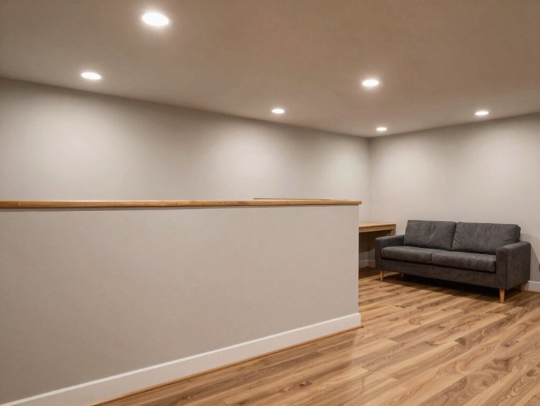 Basement Room Divider Ideas 16 half wall preserves light andprivacy