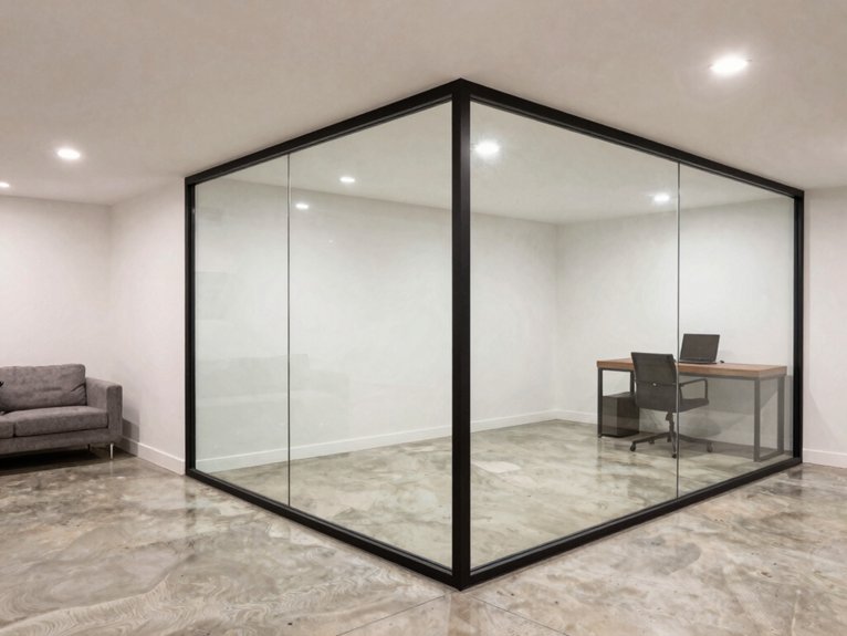 Basement Room Divider Ideas 15 half wall with glass topper