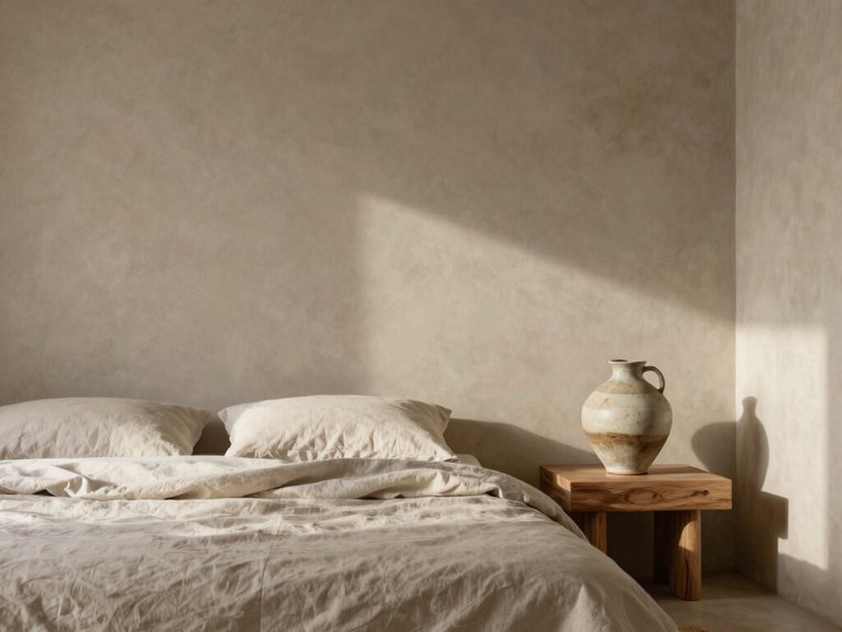 12 Minimalist Wabi-Sabi Bedroom Design Ideas for a Calm and Intentional Space 7 handmade ceramics imperfectly placed