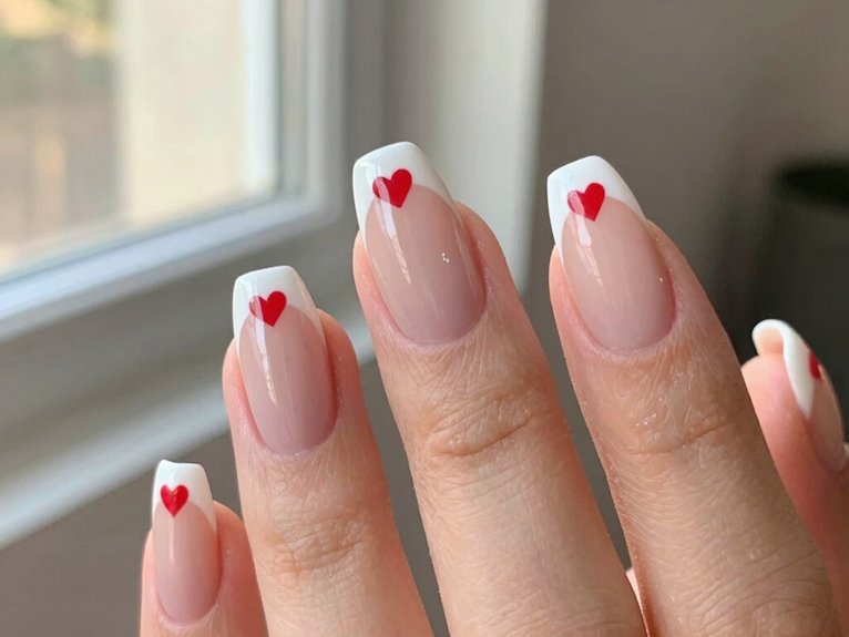 Heart Nail Designs That Look Cute and Trendy 3 heart french tips fresh