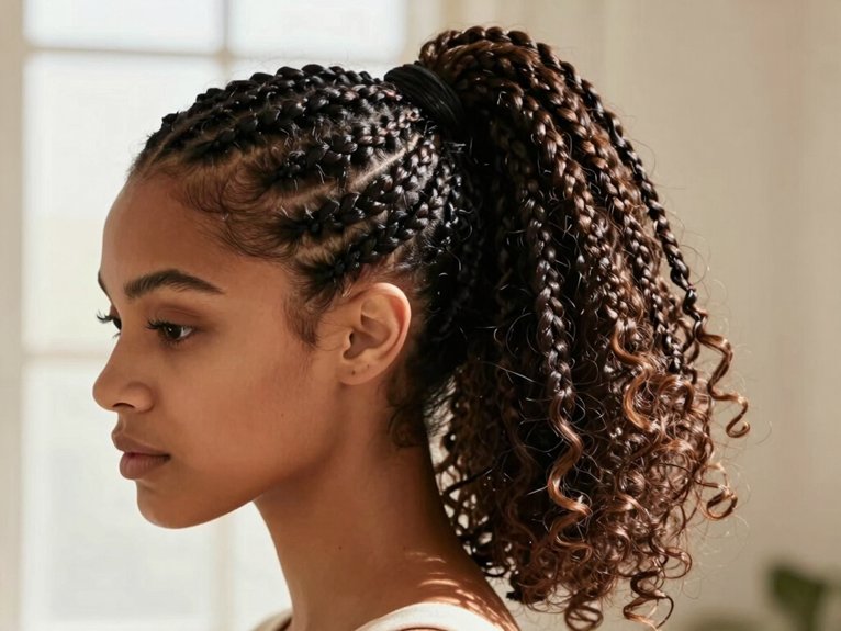 Fulani Braid Inspo That Looks Modern and Timeless 8 high voluminous ponytail finish