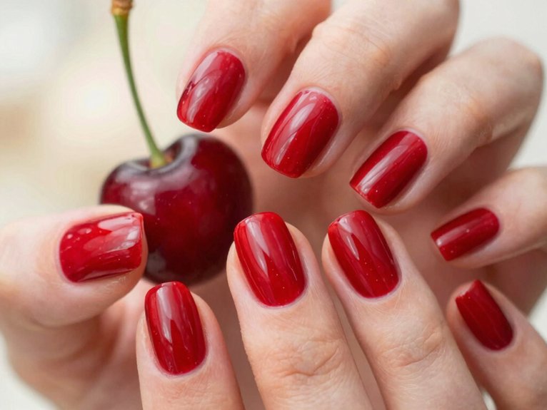 Red Spring Nails That Feel Bright and Seasonal 20 jammy deep cherry gloss