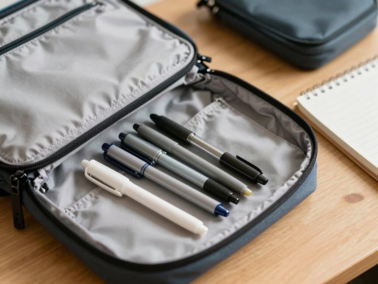 keep pens in side pockets