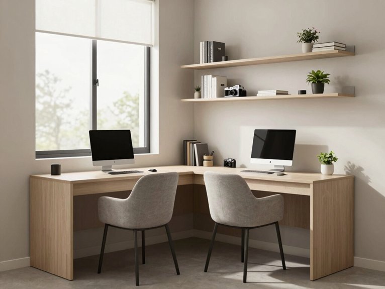 13 Small Home Office Ideas for Two That Maximize Space and Productivity 6 l shaped dual corner workspace