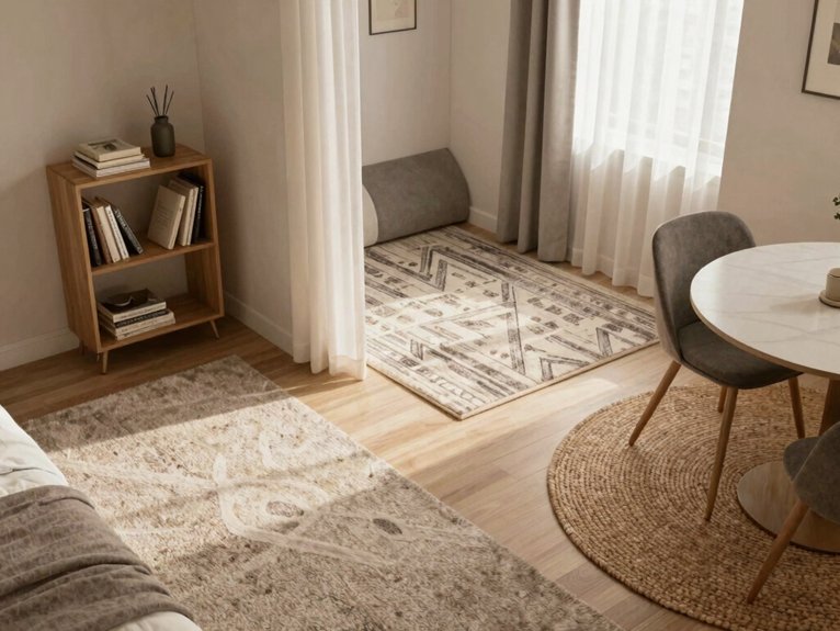 large rug defines zones