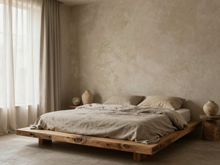 13 Modern Wabi-Sabi Bedroom Ideas for a Calm and Natural Space 11 layered muted neutral bedroom scheme