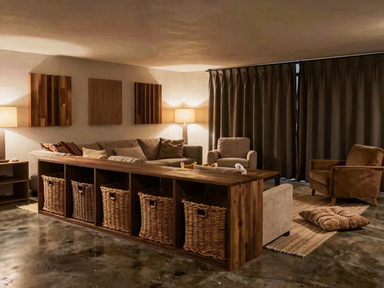 Basement Room Divider Ideas 21 layered rugs with pads