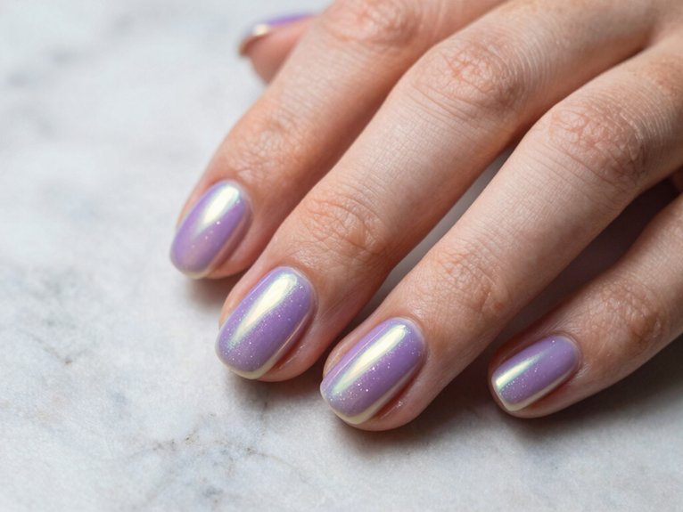 Lilac Chrome Nails That Feel Soft and Trendy 7 lilac chrome aura glow halo