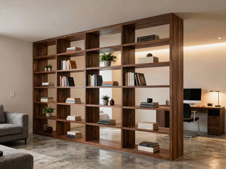 Basement Room Divider Ideas 3 low open adjustable bookshelves