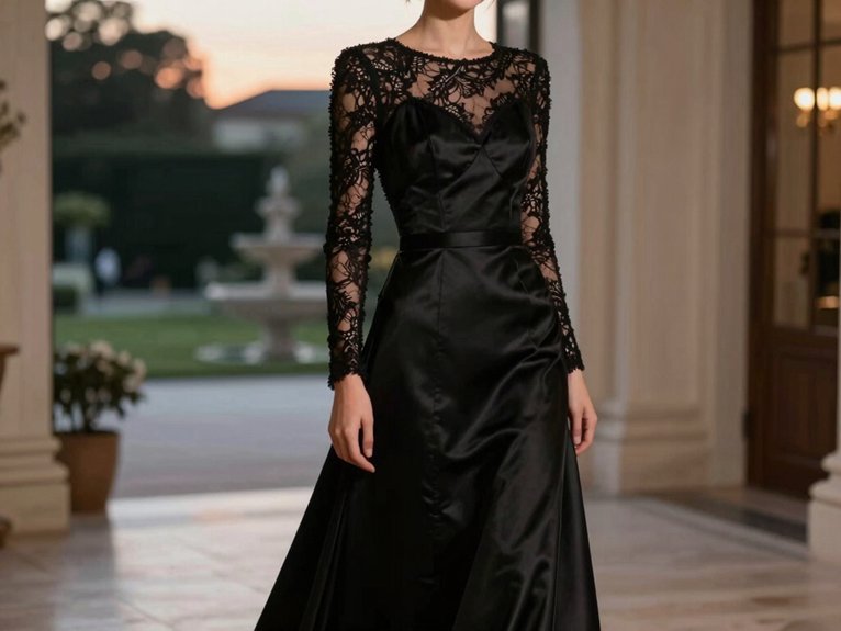 Black Tie Wedding Guest Dresses That Feel Sophisticated 3 luxurious long sleeve black tie elegance