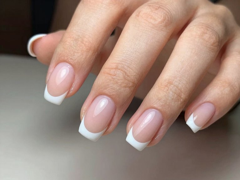White French Tip Nails That Feel Clean and Timeless 4 matching nude base for clean french tips