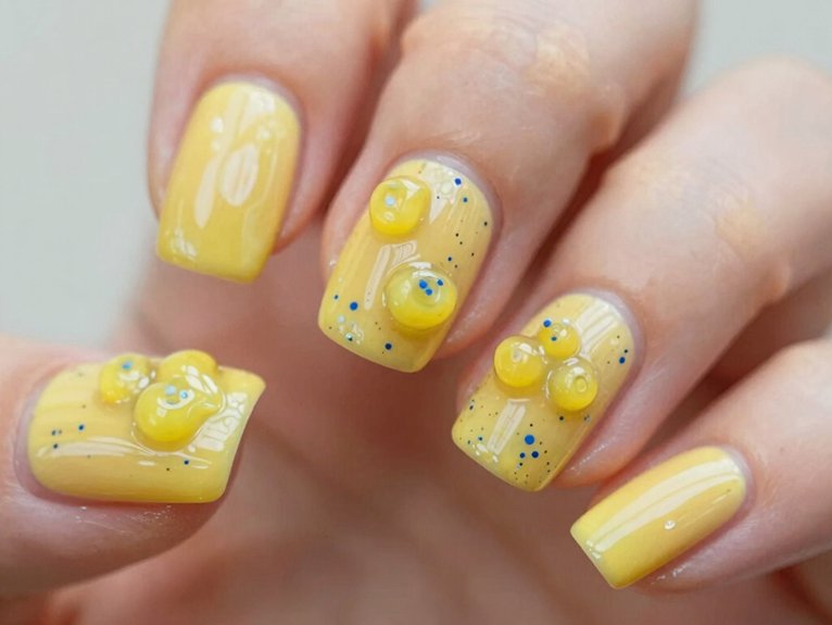 Yellow Blueberry Nails That Feel Playful and Unique 8 milky negative space blueberries