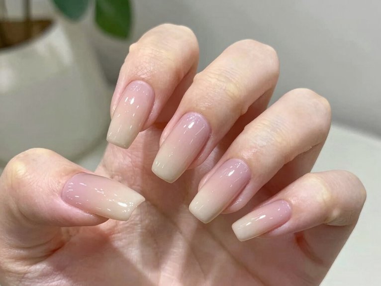 Neutral Spring Nails That Always Look Effortless 14 milky nude gradient glow nails