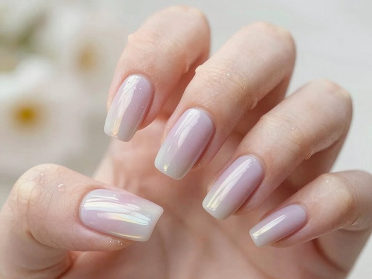 Solid Color Spring Nails That Look Clean and Chic 33 milky pastel soft chrome nails